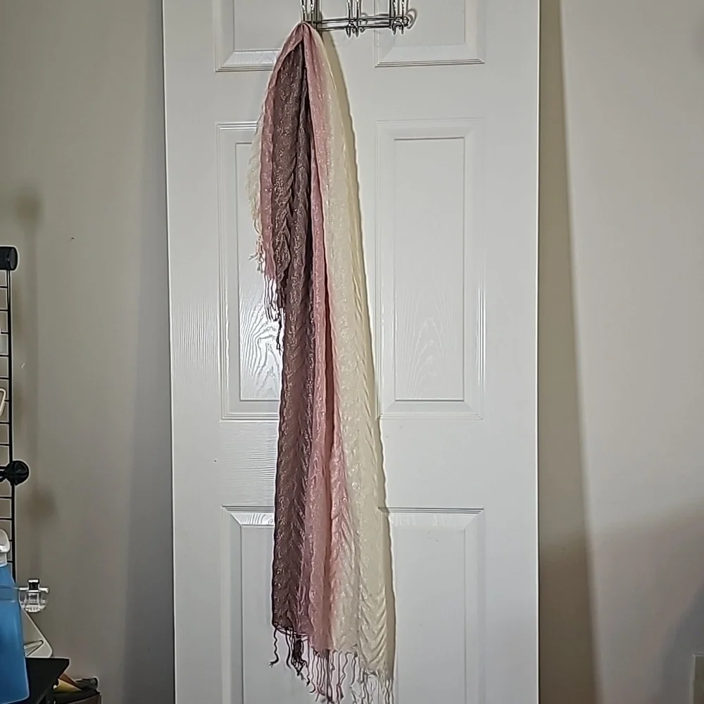 Pink Champagne Brown Fringe Scarf